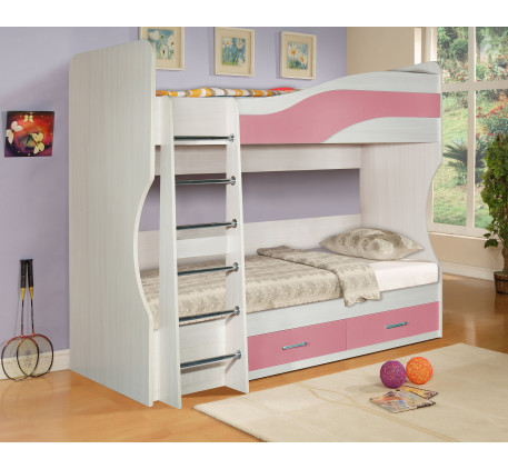 Кровать-чердак Симба для девочки (правая или левая), спальное место 190х90 см